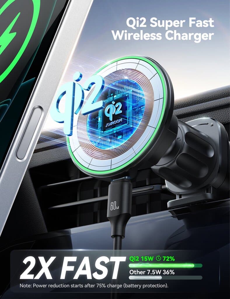 JOYROOM JR-ZS412 Magnetic Wireless Air Vent Car Charger Mount 2