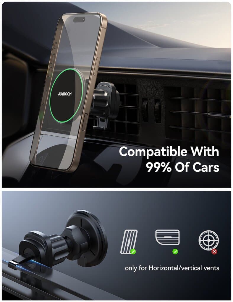 JOYROOM JR-ZS412 Magnetic Wireless Air Vent Car Charger Mount 6