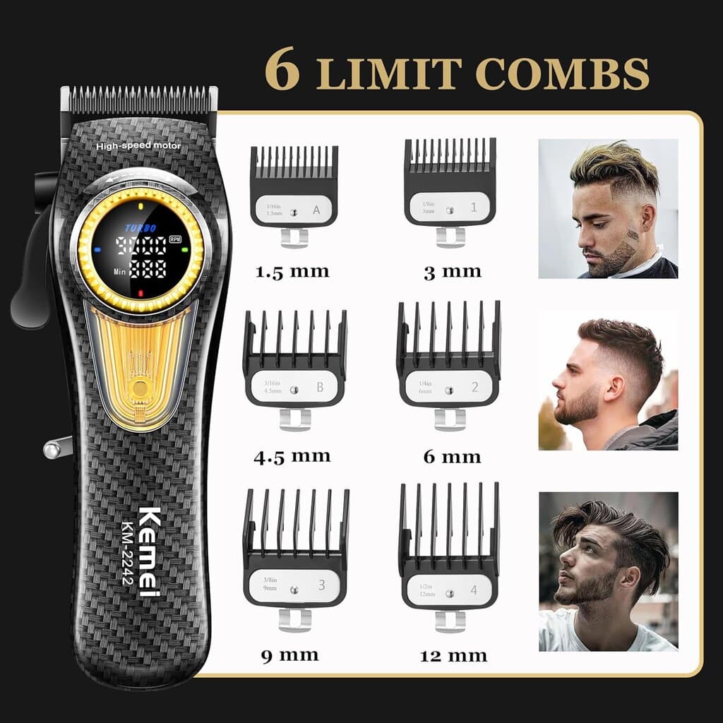 Kemei Professional Hair Clippers For Men - KM-2242 (Black) 5