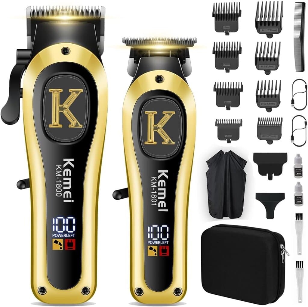 Kemei Professional Plastic Hair Clipper - KM-1800 (Black-Gold)