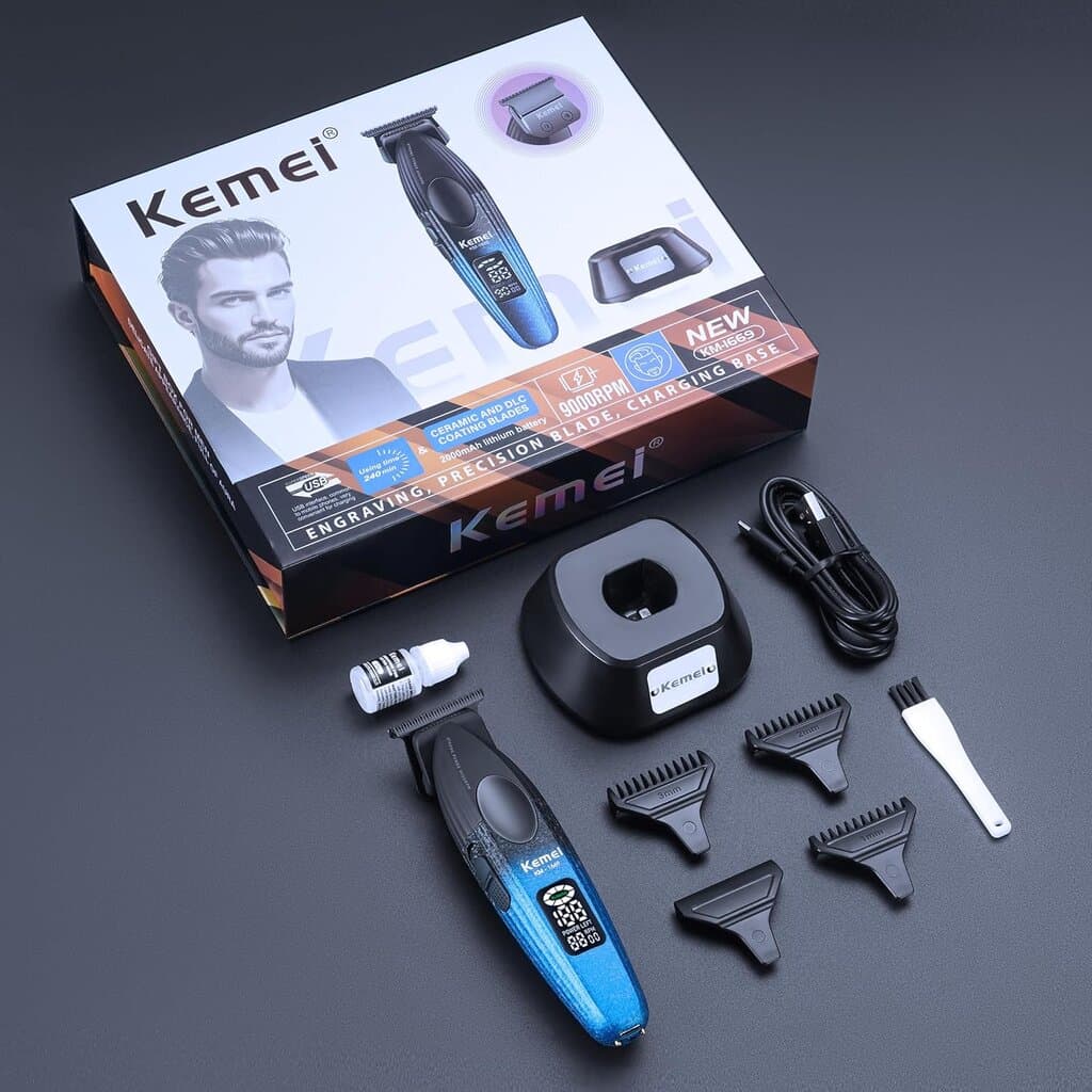 Kemei Rechargeable Hiar Trimmer - KM-1669 (Blue+Black) 6