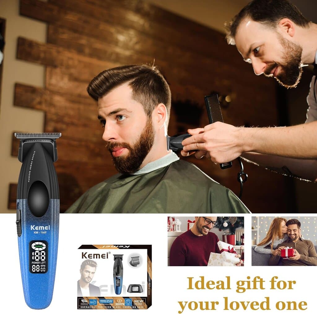 Kemei Rechargeable Hiar Trimmer - KM-1669 (Blue+Black) 7