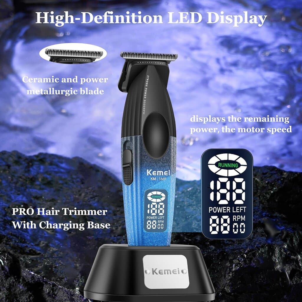 Kemei Rechargeable Hiar Trimmer - KM-1669 (Blue+Black) 3
