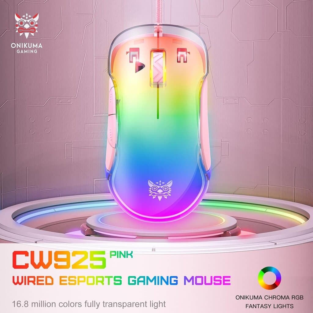 ONIKUMA CW925 Wired Gaming Mouse - Pink 2