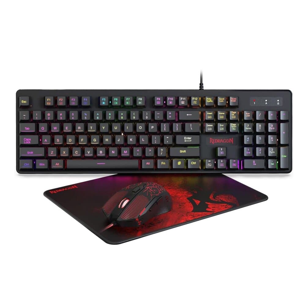 Redragon S107 RGB Gaming Keyboard & Mouse & Mouse Pad Combo