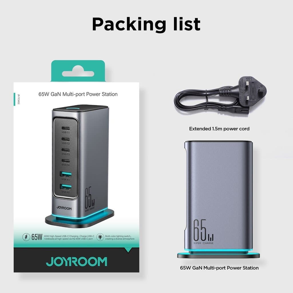 JR-TCM02 65W Multi-port Charger-Dark Gray 2