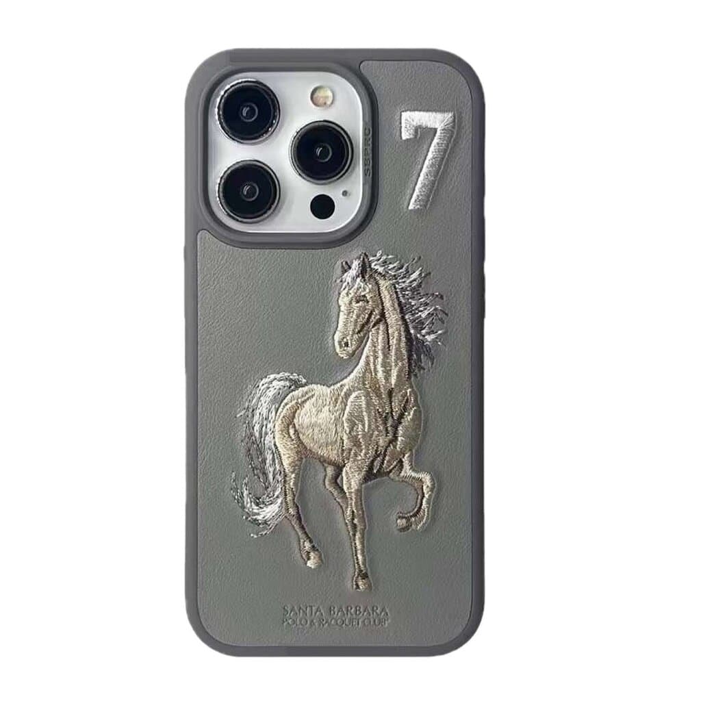 iPhone 15 Pro Max Santa Barbara Boris Horse Leather Case - Titanium