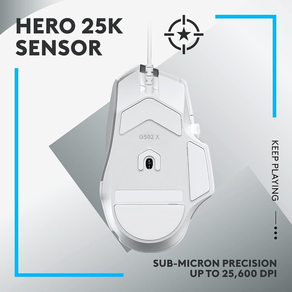 Logitech G502 X Wired Gaming Mouse - White 5