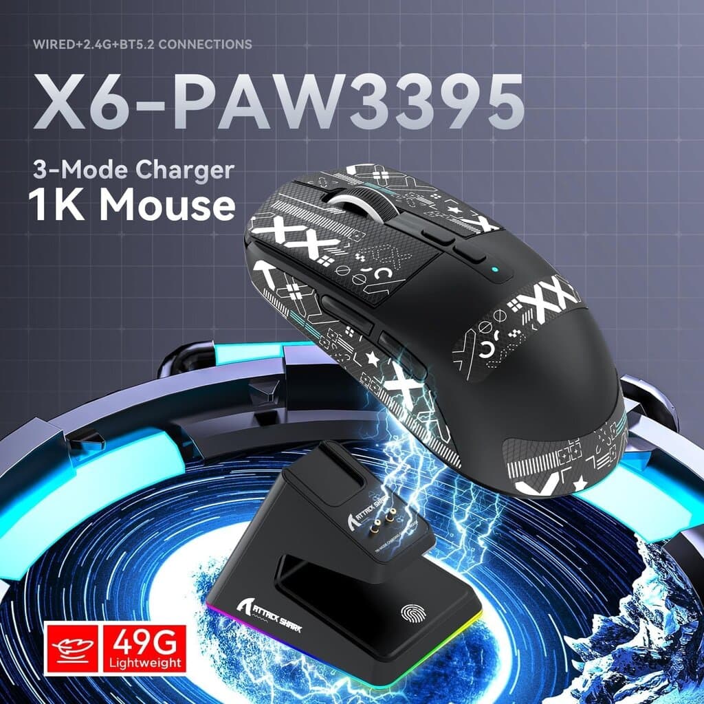 Attack Shark X6 Lightweight Wireless Gaming Mouse - Black 7