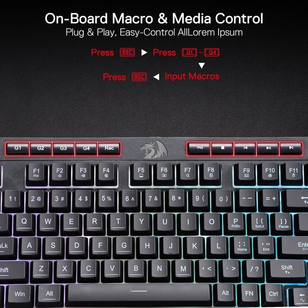 Redragon K515 Shiva RGB Membrane Gaming Keyboard 3
