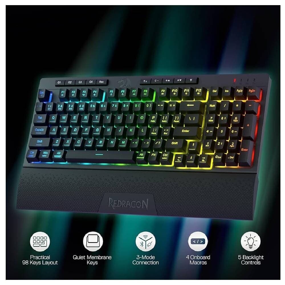 Redragon K515 Shiva Pro RGB Wireless Membrane Gaming Keyboard 3
