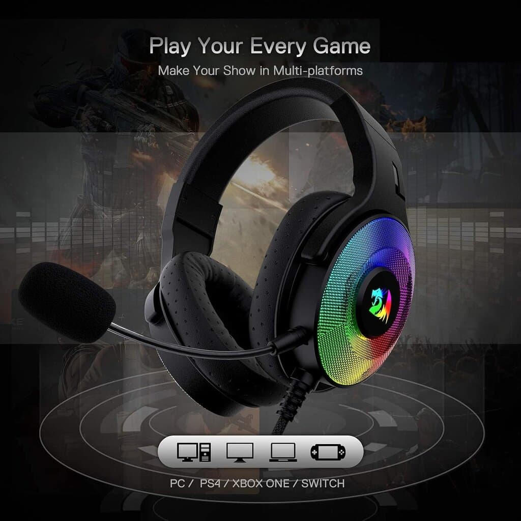 Redragon Pandora 2 H350 RGB Wired Gaming Headset - Black 4