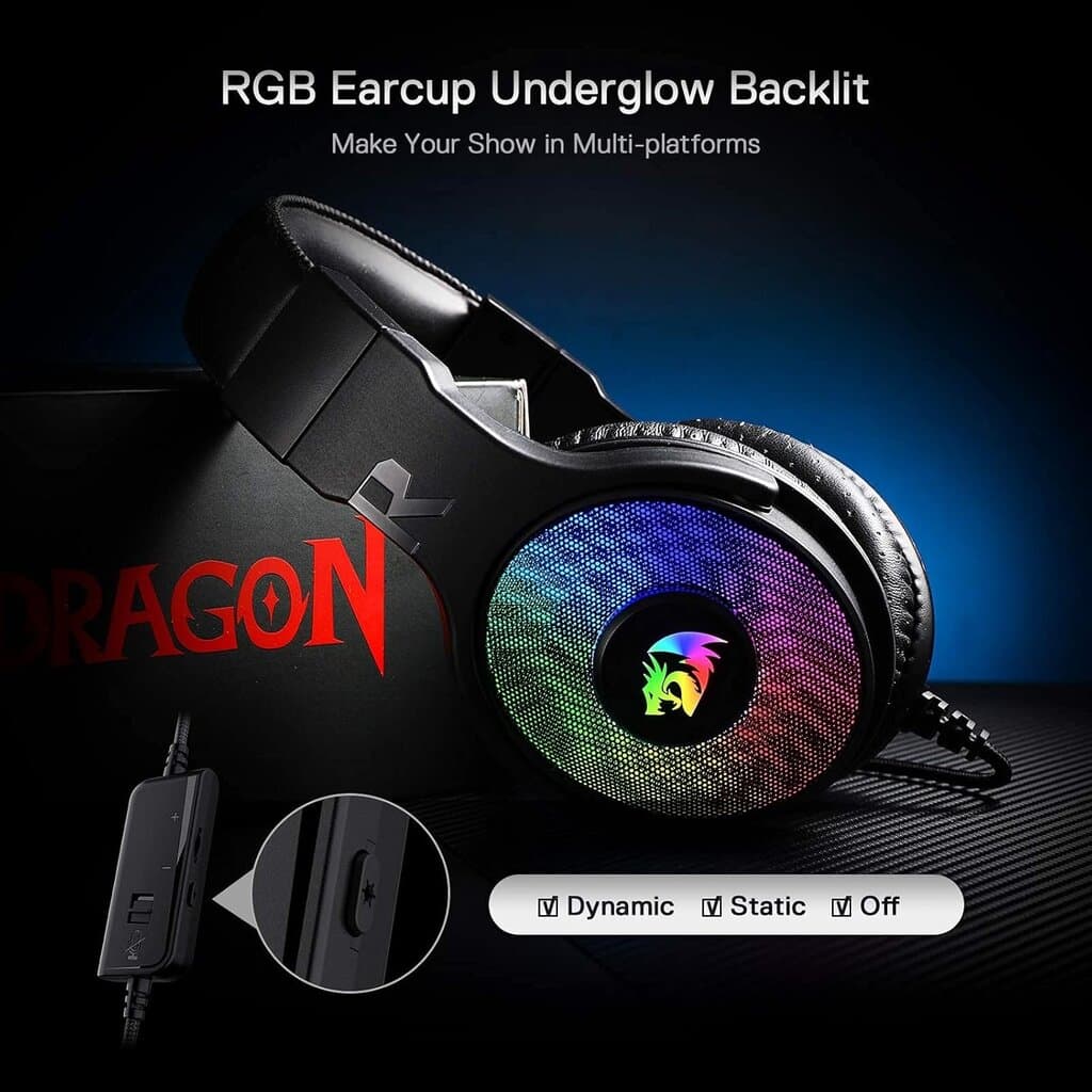 Redragon Pandora 2 H350 RGB Wired Gaming Headset - Black 5