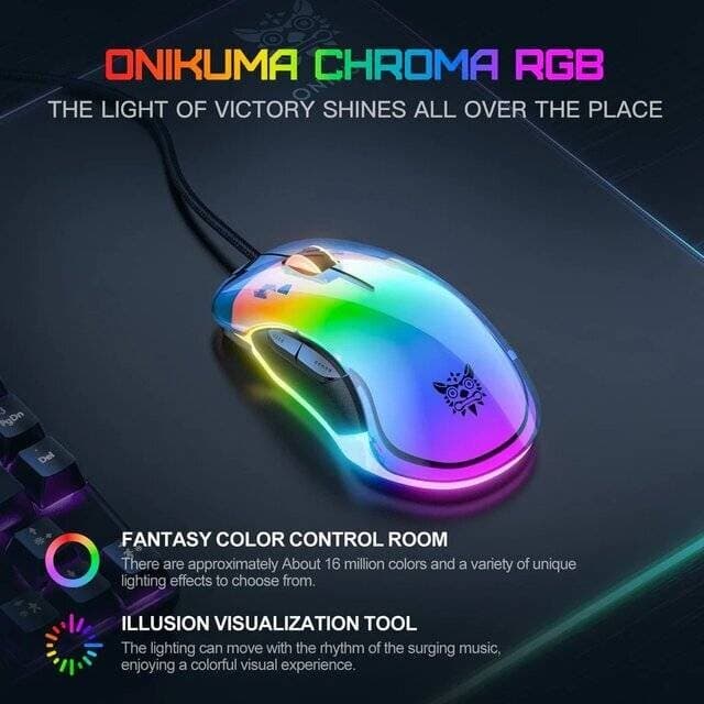Onikuma CW925 Wired Gaming Mouse RGB - Black 3