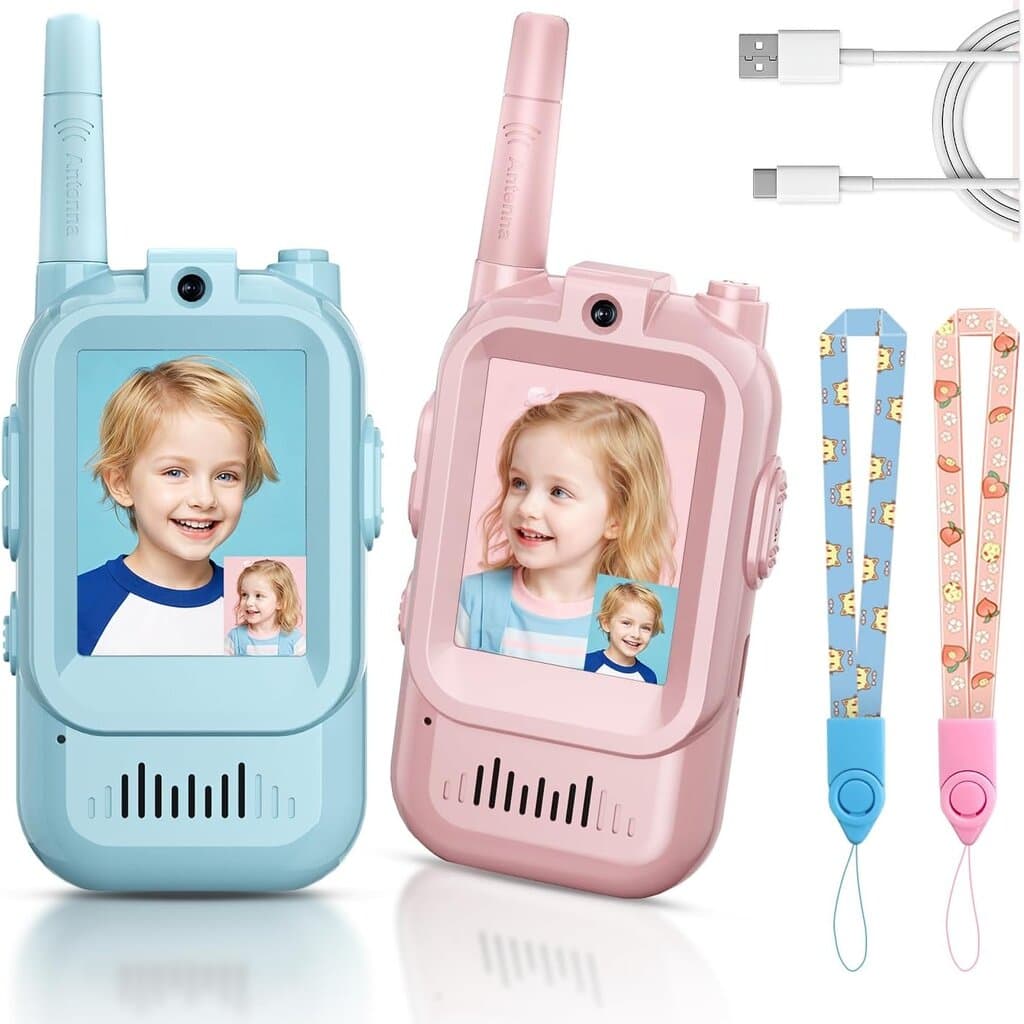 Video Walkie Talkies, 2-Pack Rechargeable Kids Video