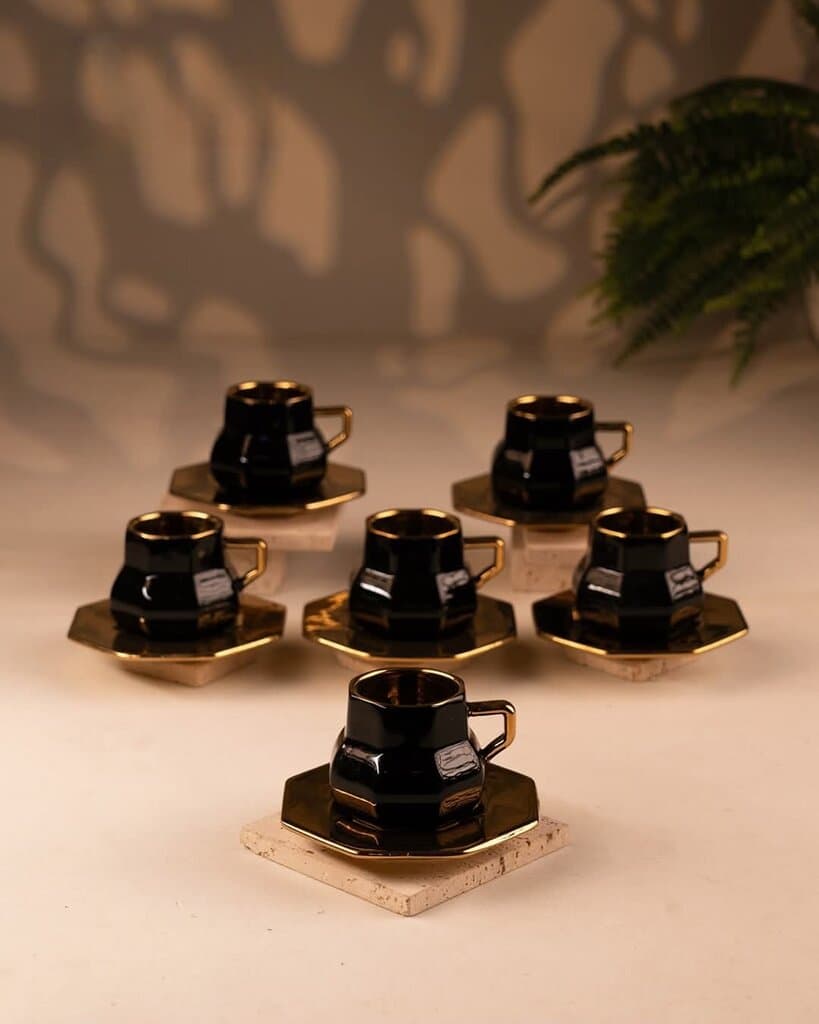 Coffee Cup Set - 6 Piece (Black)