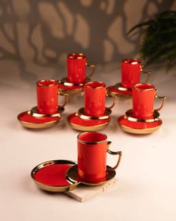 طقم أكواب القهوة - ٦ قطع (أحمر) — photo 1