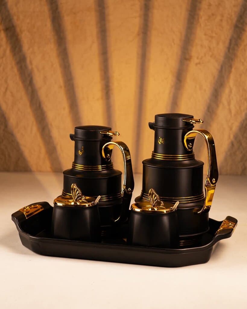 Thermal Coffee Pot Set with Tray (Black)