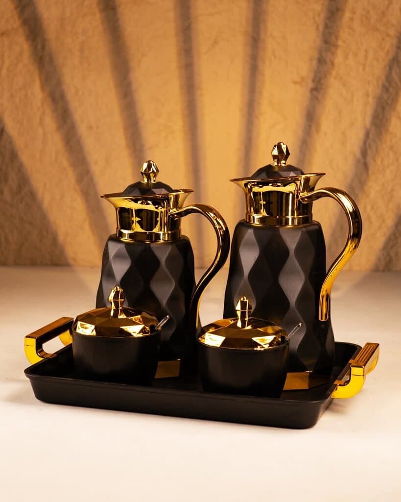 Thermal Coffee Pot Set with Tray (Black)