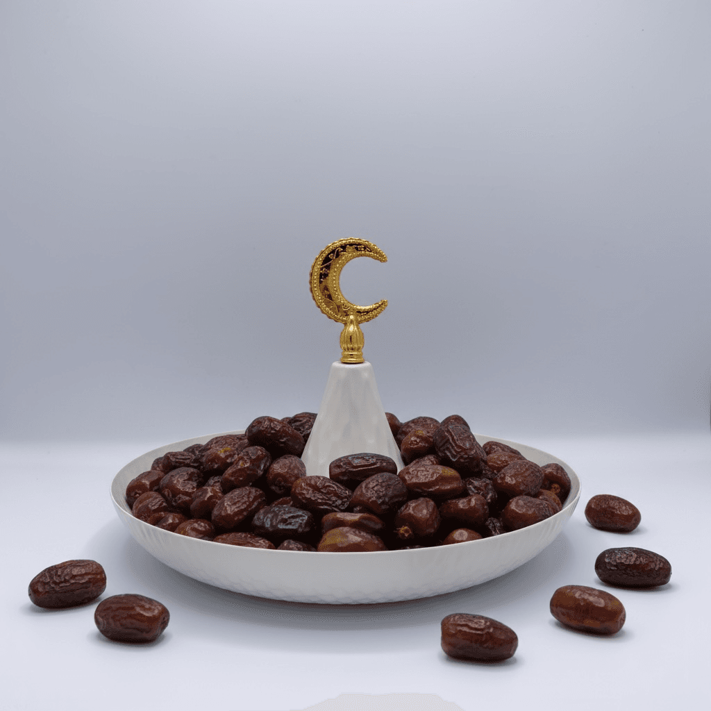 Ramadan Serving Tray with Crescent Handle - White (S) 3