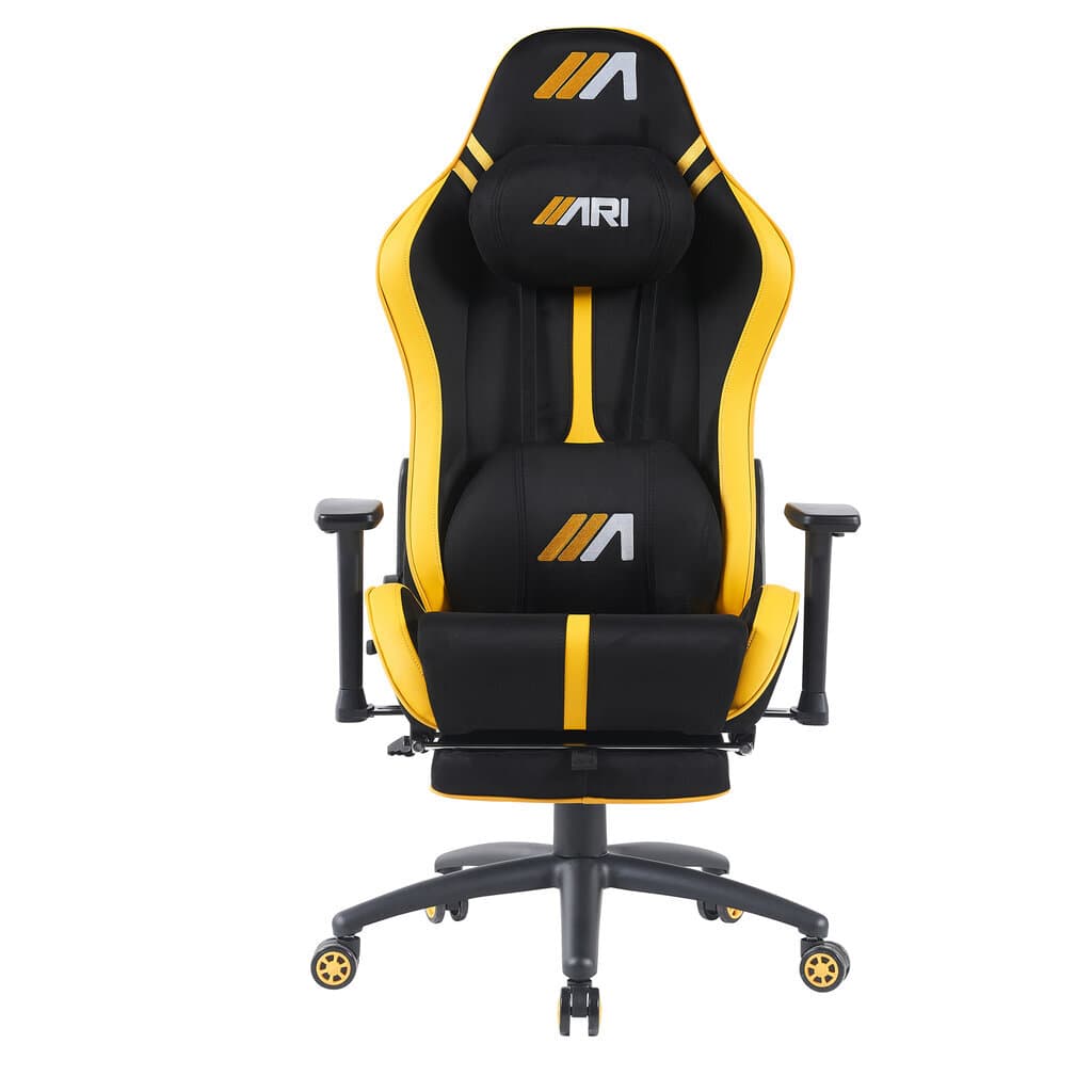 Ari Gaming 120cm Table + Horizon Gaming Chair Combo - Black & Yellow 3