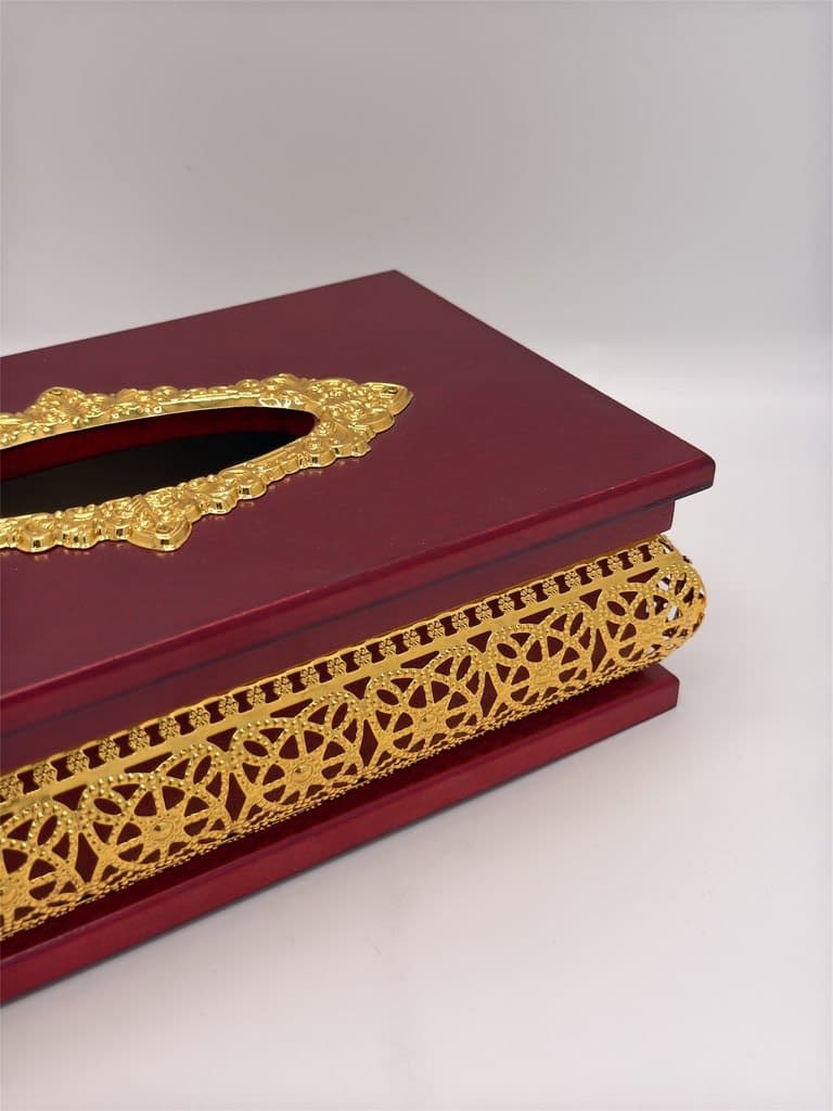 Wooden Tissue Box Holder (Dark Red) 5