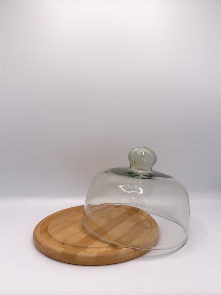 Wooden Cake Stand with Glass Dome (M) 3