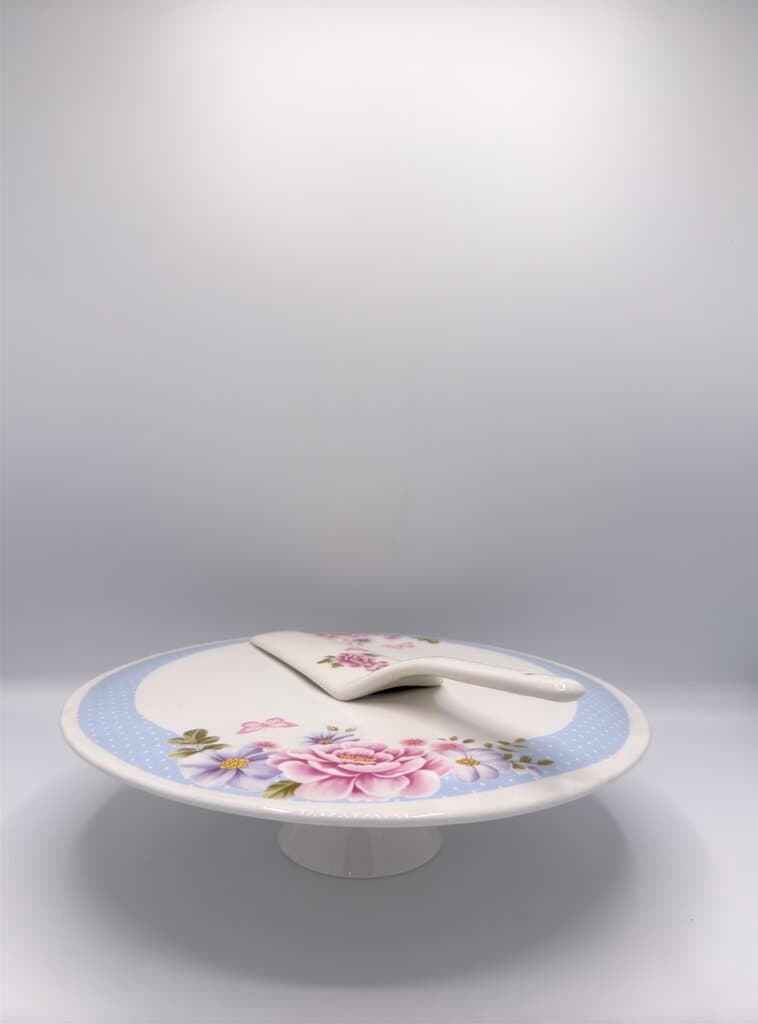 Cake Stand with Clear Glass Dome (White ) 2