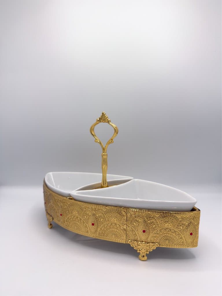 Two-Section Serving Dish (Gold) 2