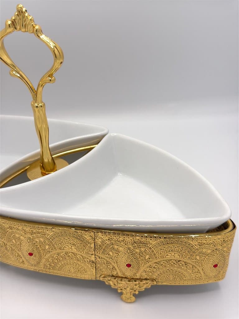 Two-Section Serving Dish (Gold) 4