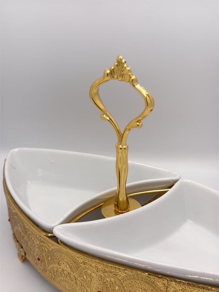 Two-Section Serving Dish (Gold) 5