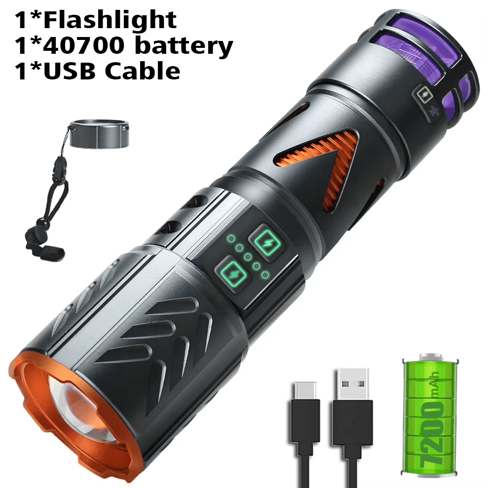 3-in-1 Multifunctional Rechargeable LED Laser Flashlight HIGH-POWER 2