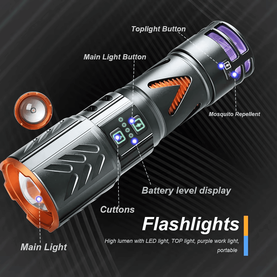 3-in-1 Multifunctional Rechargeable LED Laser Flashlight HIGH-POWER 3
