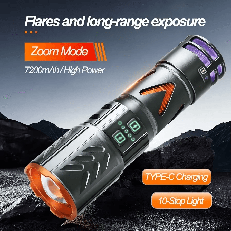 3-in-1 Multifunctional Rechargeable LED Laser Flashlight HIGH-POWER 4
