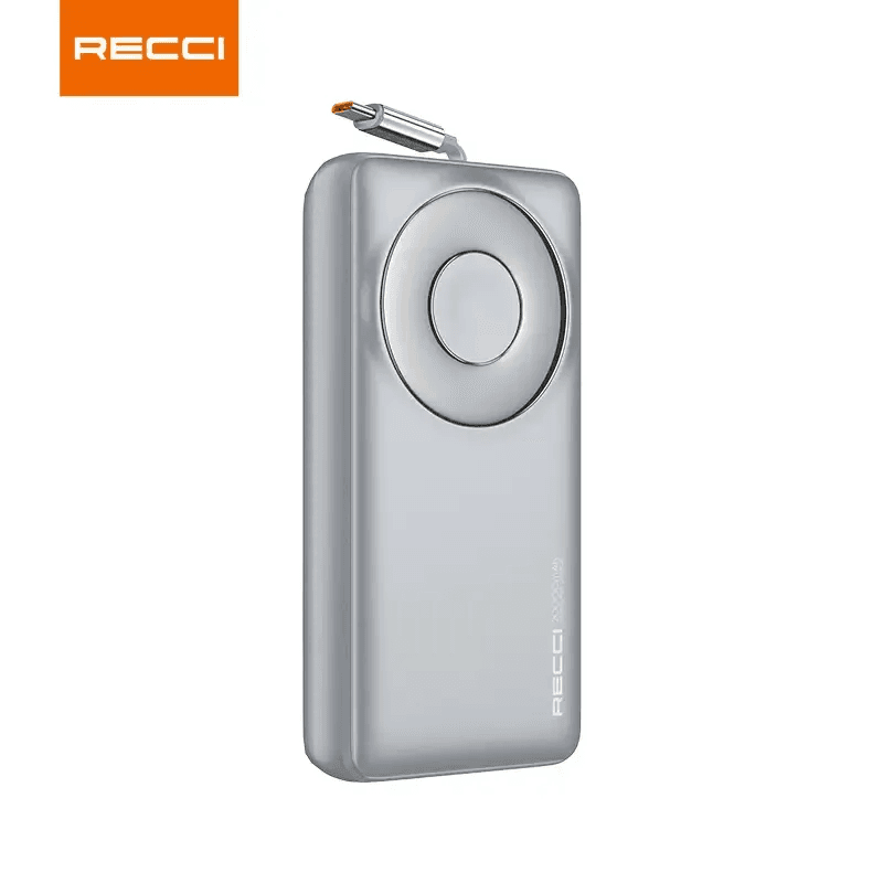 Recci 65W Retractable Cable Fast Charging Power Bank - RPB-P72 (Gray)