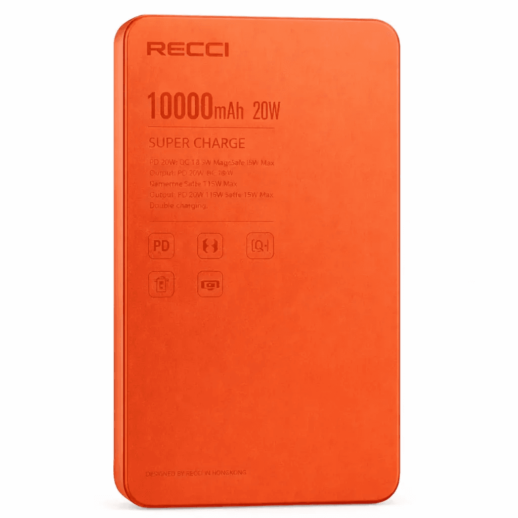 Recci Ultra Slim 10,000mAh Power Bank With 20W PD & 15W Wireless Charging