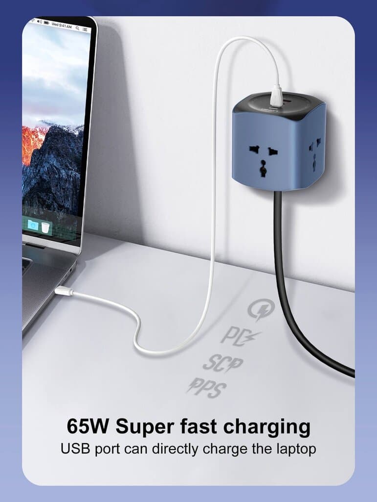 LDNIO 6-in-1 Universal Power Socket Cube (65W Fast Charging) 3