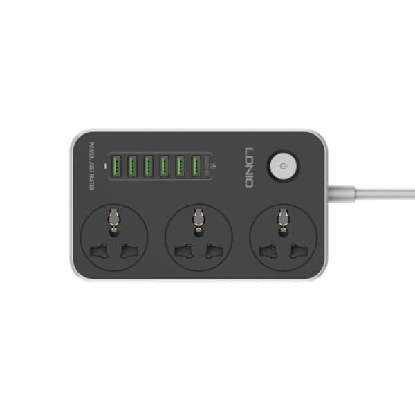 LDNIO SC3304 2500W Power Strip with 3 AC Outlets and 6 USB Ports