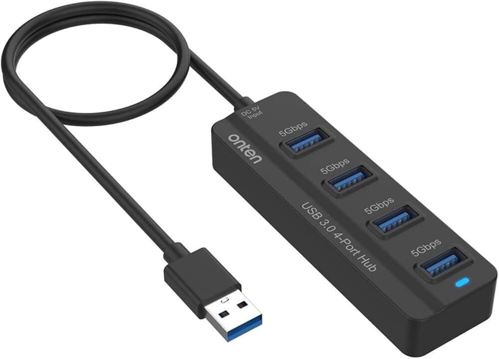 Onten 4-Port USB 3.0 High-Speed Hub with 5Gbps Data Transfer