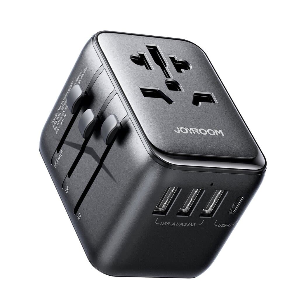 Joyroom Universal All-in-One Travel Adapter (UK/EU/US/AUS Plugs) 3 USB-A & 1 USB-C Ports