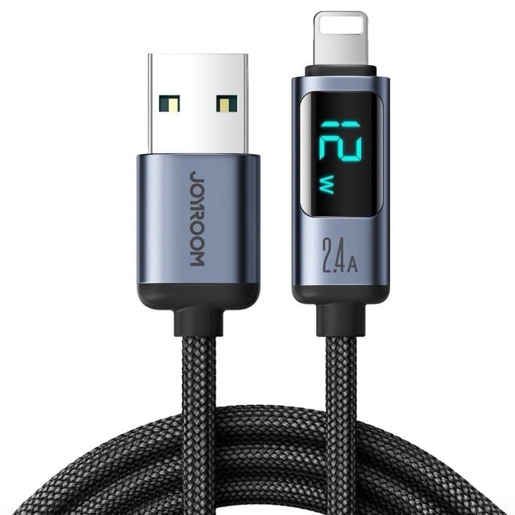 JOYROOM 2.4A USB-A to Lightning Fast Charging & Data Cable with Digital Power Display (1.2m)