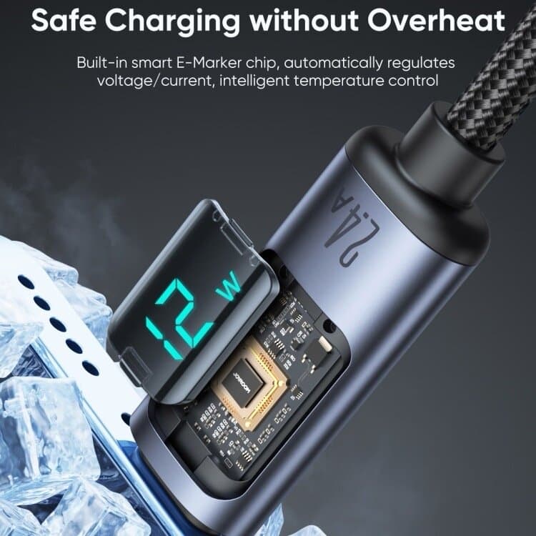 JOYROOM 2.4A USB-A to Lightning Fast Charging & Data Cable with Digital Power Display (1.2m) 4