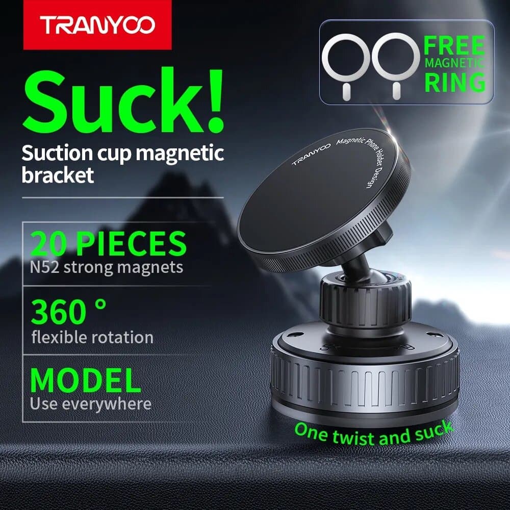 TRANYOO Professional Magnetic Dashboard Car Phone Holder with 360° Rotation 2