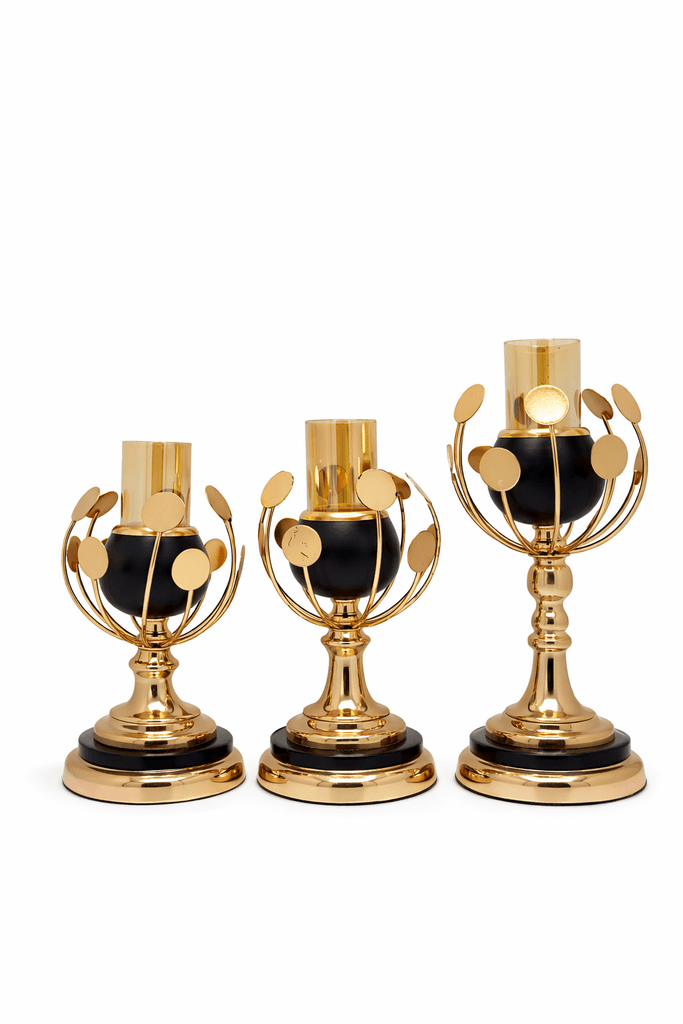 Set of 3 Candle Holder - Black