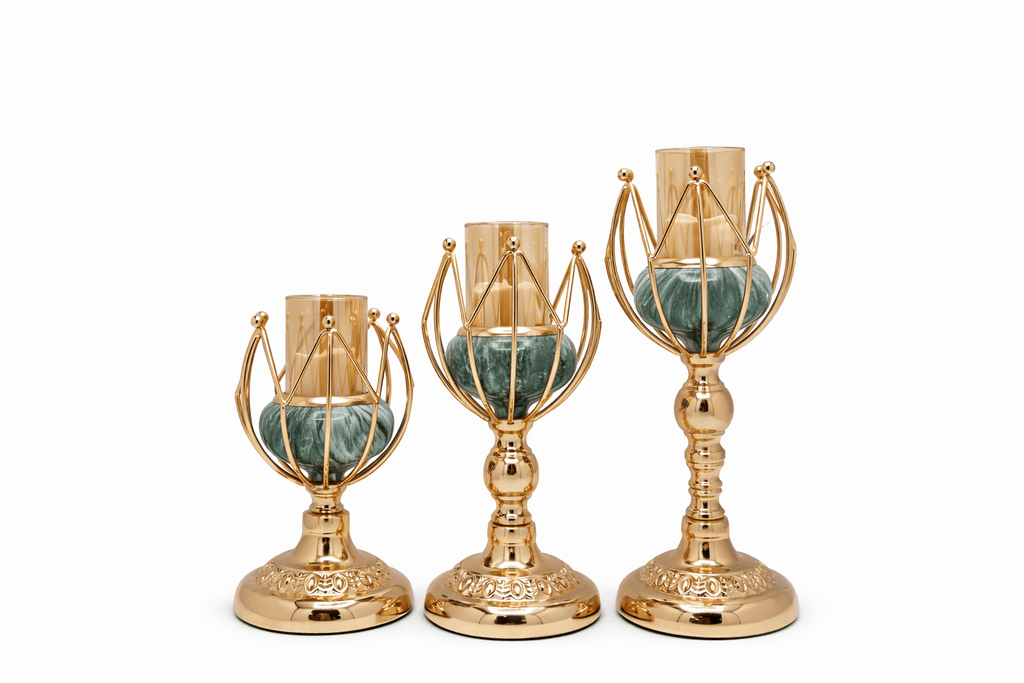 Set of 3 Candle Holder - Green