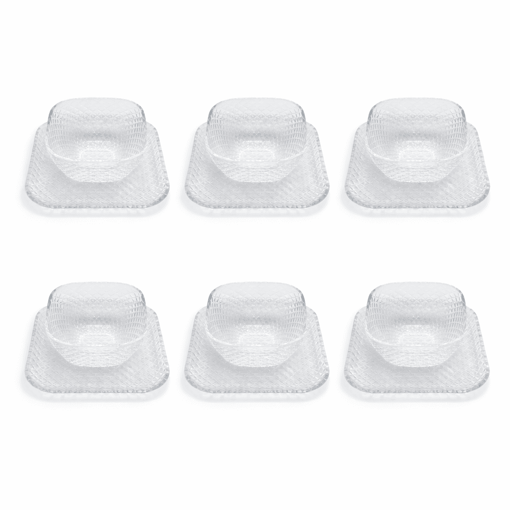 Glass Nut Bowls - Set of 6 (Clear)