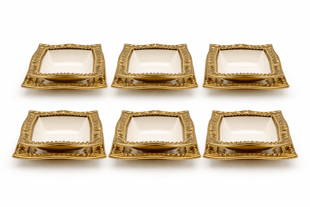 Glass Nut Bowls - Set of 6 (Gold)