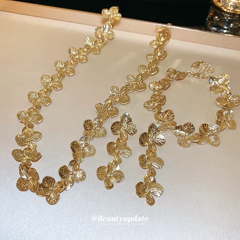 Luxe Fleur Jewlery Set - Gold