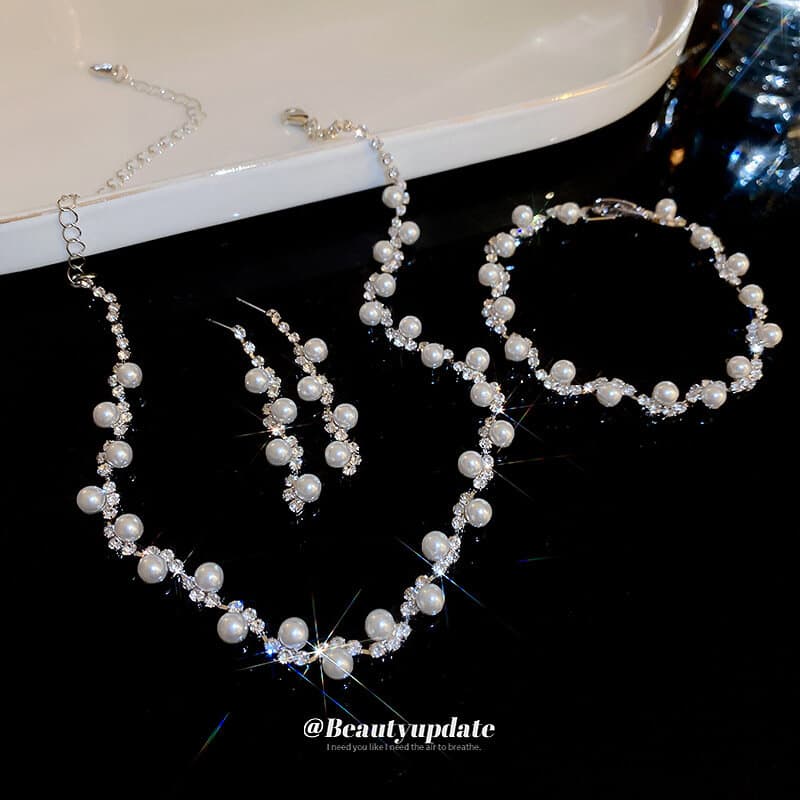 Aurora Pearl Jewlery Set - Silver