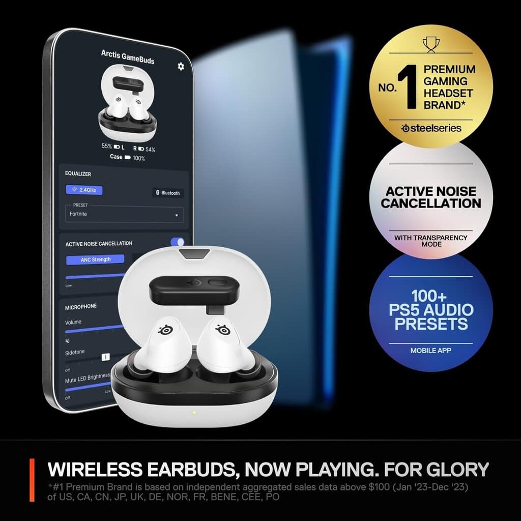 SteelSeries Arctis Gamebuds For Playstation/PC/Switch/Mobile Earbuds (White) 2
